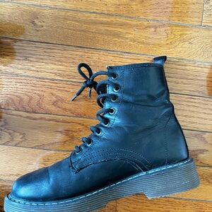 Black Lace-Up Combat Boots